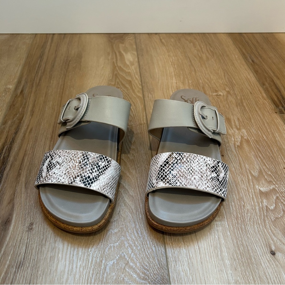 Sofft Braye Comfort Slide Sandals Light Gray Snakeskin Comfort Sandal Size 7